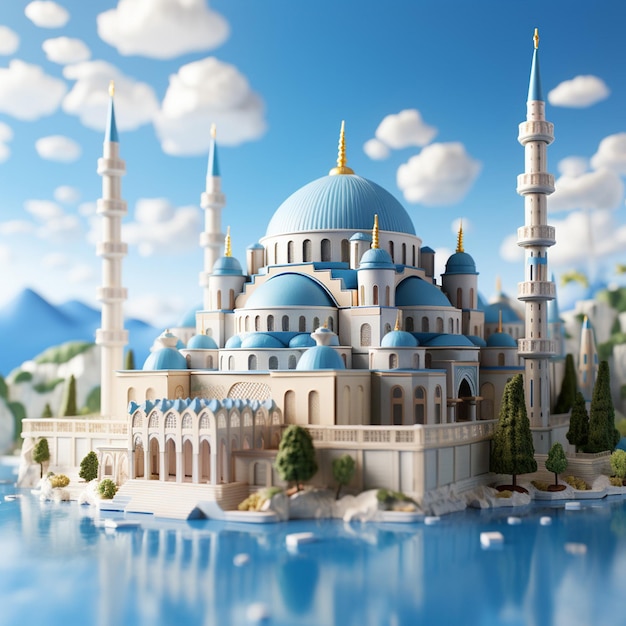 Foto mesquita azul realista com fundo simples