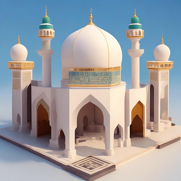 Mesquita bonita 3d Mesquita 3d Eid Mubarak Generative Ai