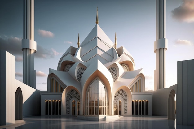 Mesquita contemporânea e elegante com conceito de arquitetura moderna Ilustração de IA gerativa