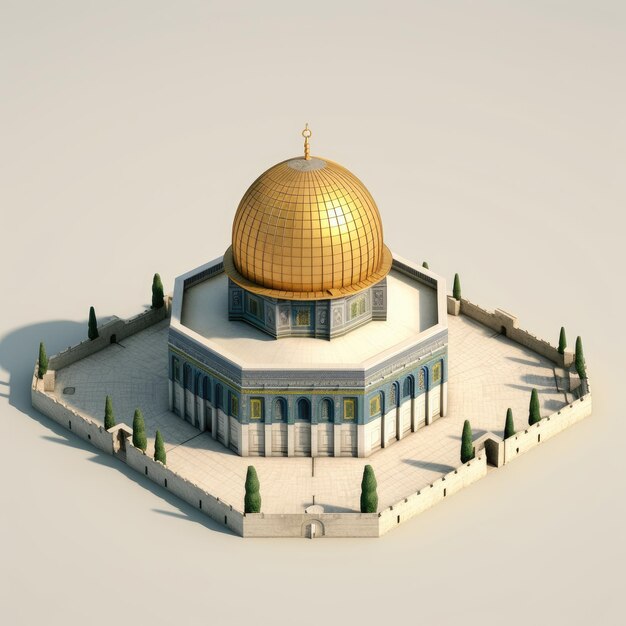 Mesquita de Al-Aqsa Cúpula da Rocha na Cidade Velha de Jerusalém AL Quds renderização 3d