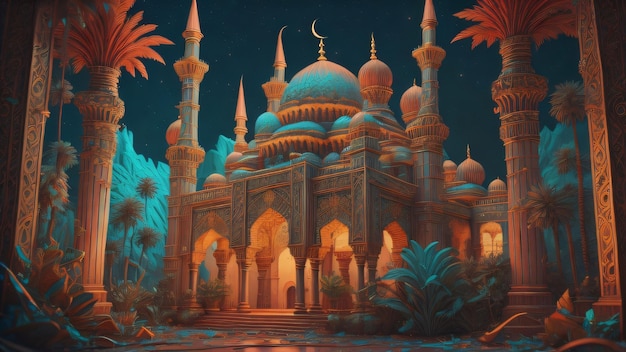 mesquita de fantasia islâmica Eid Mubarak