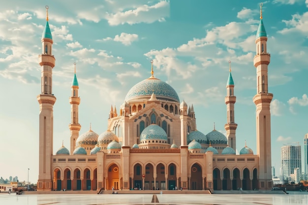 Foto mesquita de sharjah a maior das emirados árabes unidos destino turístico popular