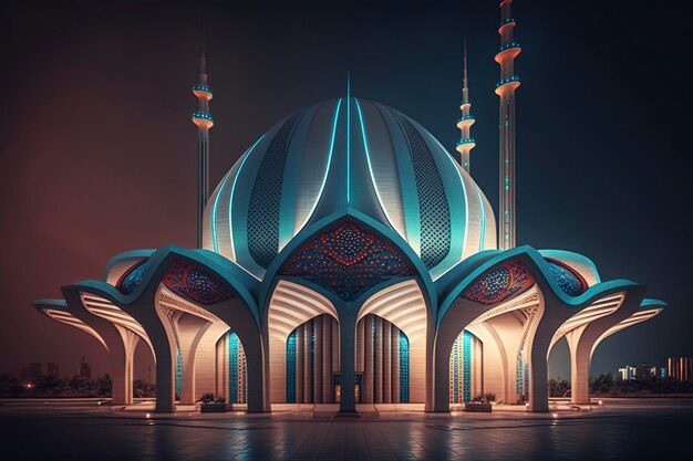 Mesquita futurista neon, ai criativo