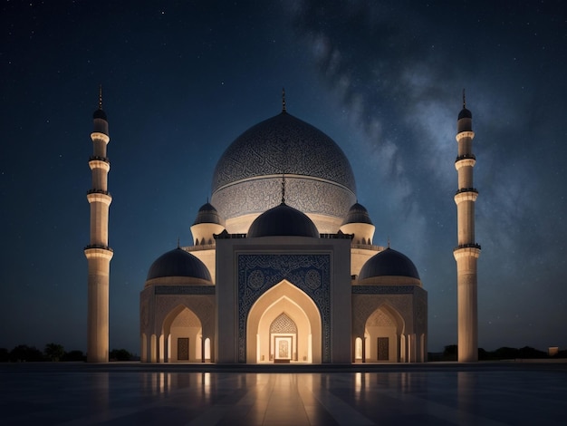 mesquita iluminada à noite no inverno em kazan