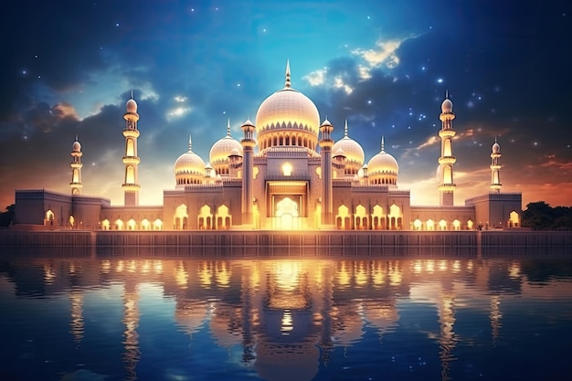 Mesquita iluminada de Ramadan Kareem