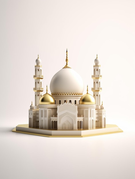 Mesquita islâmica bonita 3d para ramadan e eid background de saudação