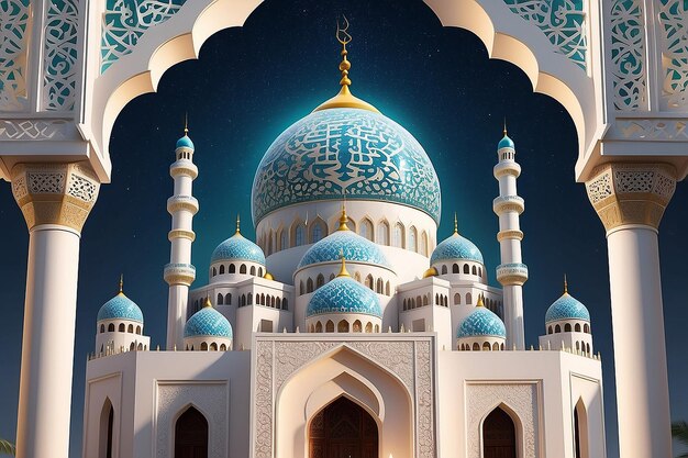 Mesquita islâmica de Ano Novo realista tridimensional árabe ornamental