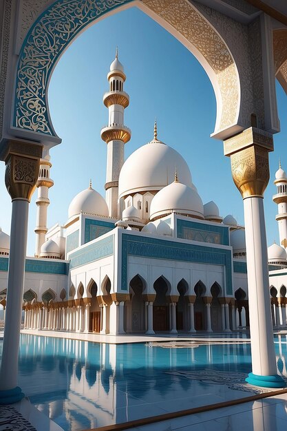 Mesquita islâmica de Ano Novo realista tridimensional árabe ornamental