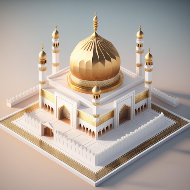 Mesquita isométrica 3D construindo IA generativa