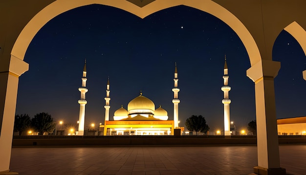 Mesquita noturna com fundo