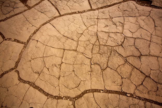 Mesquite Dunes trocknete Lehmmakrodetail in Death Valley