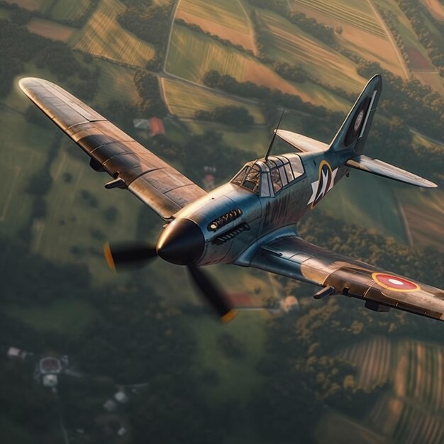 Foto un messerschmitt bf109 durante una pelea aérea sobre gran bretaña