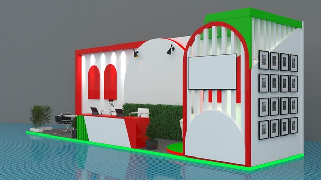 Messestand-Attrappe, 3D-Illustration für Ihr Firmen-Branding