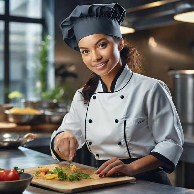 Foto mestrado culinário chef talentoso em ação