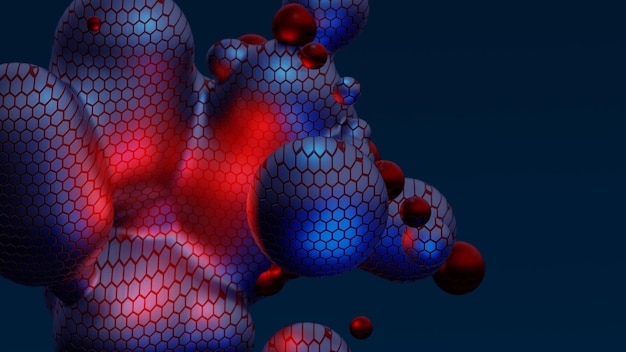 Meta bola de néon multicolorida abstrata com transição de bolha de meta bola de textura de réptil de escala