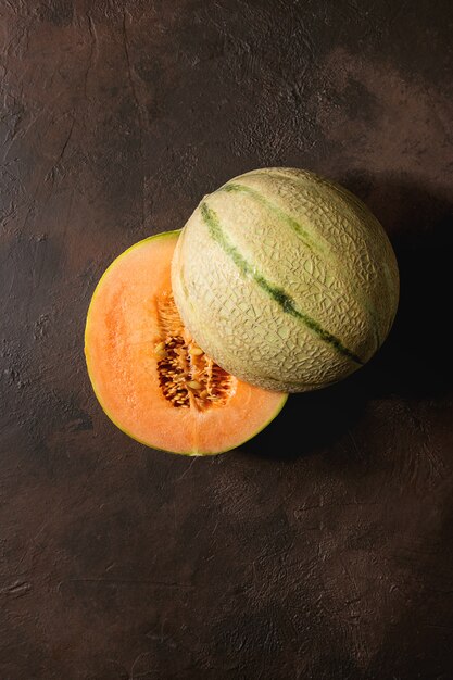 Metade do melão cantaloupe