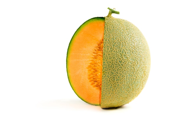 Metade dos melões japoneses melão laranja ou melão cantalupo com sementes