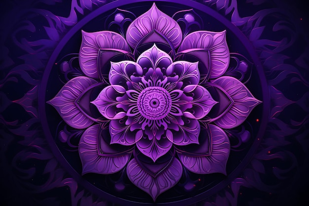 Metades de mandalas com fundo roxo