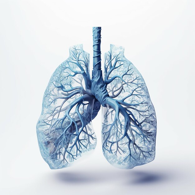 Metaforas intrincadas Anatomia realista dos pulmões humanos corrompida com azul