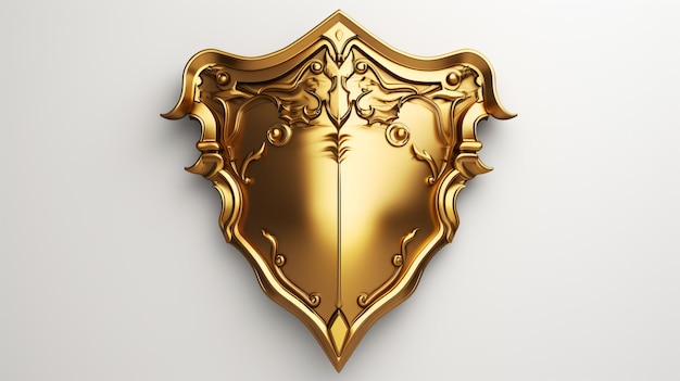 Foto metal shield gold 3d em fundo branco