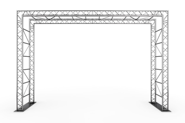 Metallfachwerkkonstruktion auf weißem Hintergrund. 3D-Rendering