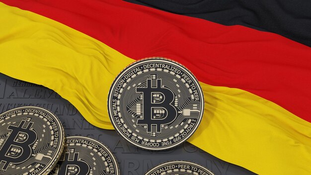 Metallic Bitcoin über deutscher Flagge