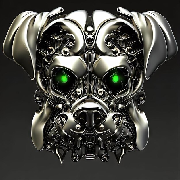 Metallische Roboter-Hundform Gesicht 02
