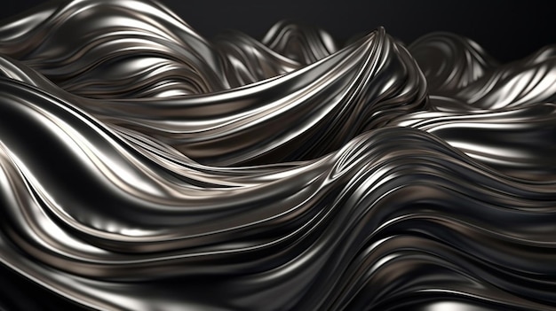 Metallischer abstrakter wellenförmiger flüssiger Hintergrund Generative KI