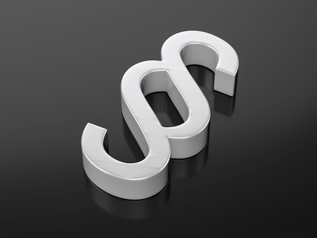 Metallisches Absatzsymbol auf schwarzem Hintergrund 3D-Illustration