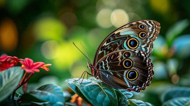 Metamorfose da borboleta borboleta monarca em flor Generative Ai