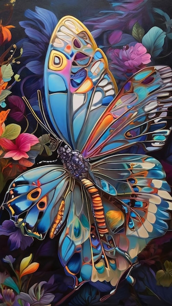 Foto la metamorfosis reveló la majestuosa mariposa del cambio en un esplendor más grande que la vida.