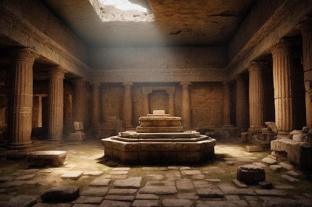 Metaverse Ancient Ruins Treasure Room Virtuelle archäologische Entdeckung