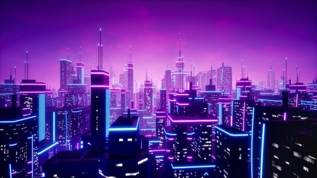 Metaverse City oder Cyberpunk-Konzept 3D-Rendering