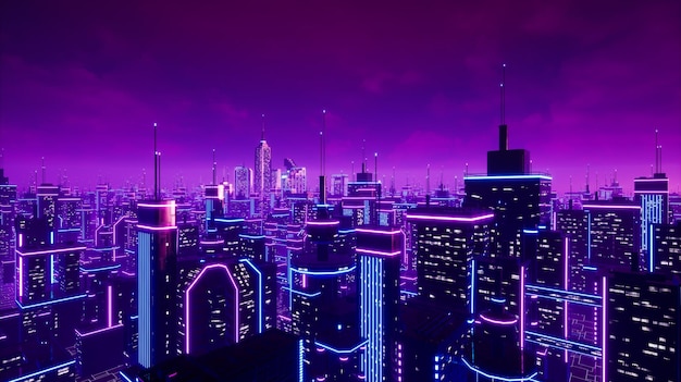 Metaverse City und Cyberpunk-Konzept 3D-Rendering