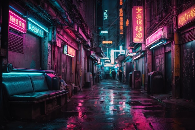 Metaverse Cyberpunk Alley Underground NeonLit District