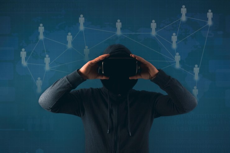 Metaverse digital cyber world technology Homem com óculos VR jogando AR jogo de realidade aumentada e entretenimentoNFT jogo estilo de vida futurista