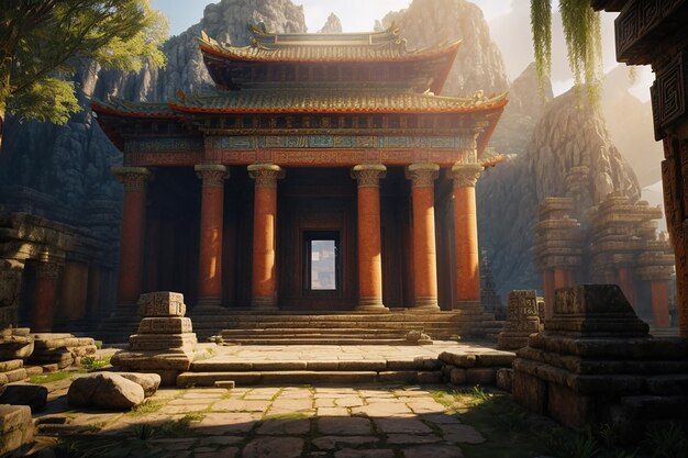 Foto metaverse lost temple ancient mysteries in der virtuellen welt