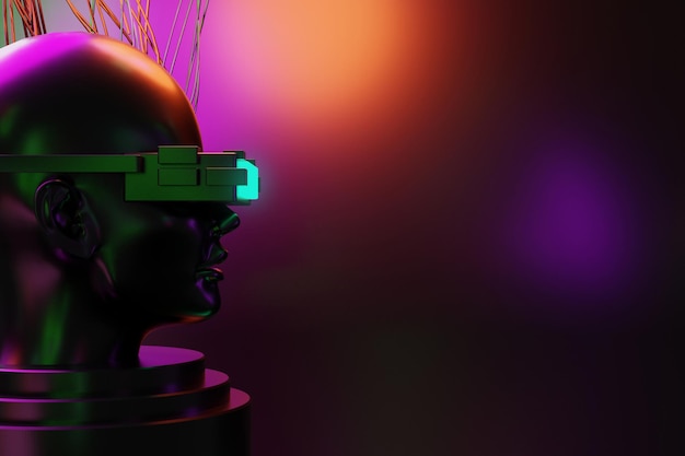 Metaverse vr juegos de simulación estilo cyberpunk robot digital ilustración 3d que representa la realidad virtual