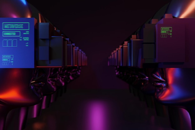 Metaverse vr mundo simulación juegos cyberpunk estilo robot digital ai 3d ilustración renderizado dispositivo de realidad virtual