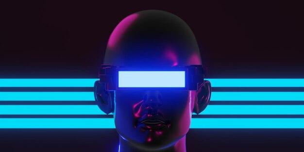 Metaverse vr realidad virtual con juegos en red de simulación cyberpunk gamer fondo 3d renderizado ilustración scifi ai robot tecnología