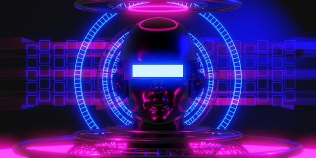 Metaverse vr realidad virtual con juegos en red de simulación cyberpunk gamer fondo 3d renderizado ilustración scifi ai robot tecnología