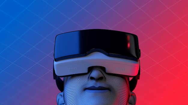 Metaverso Future digital com tecnologia de realidade virtual VR, renderização em 3D