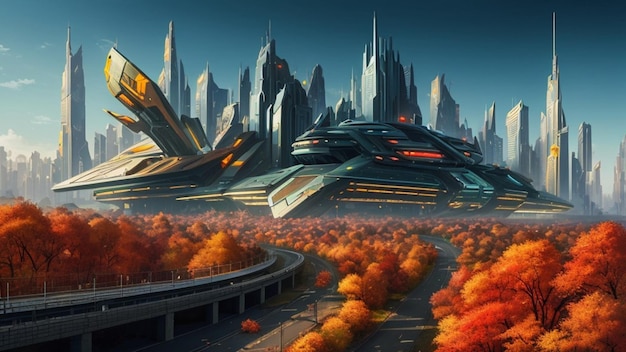 El metaverso futurista de la ciudad cyberpunk del mundo futuro