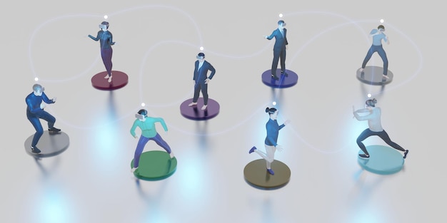Metaverso Redes Sociales Avatares Gafas VR Personas Actividades Social Connect Metaverso 3D