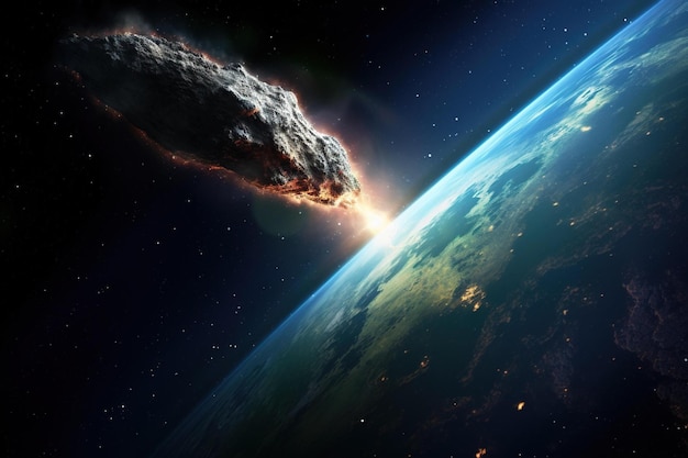 Meteor, der in die Erdatmosphäre eintritt, durch die Linse eines Teleskops aufgenommen
