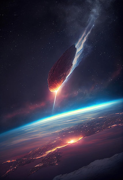 Meteor fallender Komet Armageddon verheerender Meteorit abstrakte generative KI-Illustration