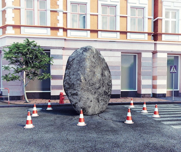 Meteorit l auf einer Stadtstraße