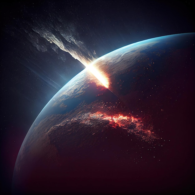 Meteorito que cae Cometa Armageddon Devastador Meteorito Resumen Generativo AI Ilustración