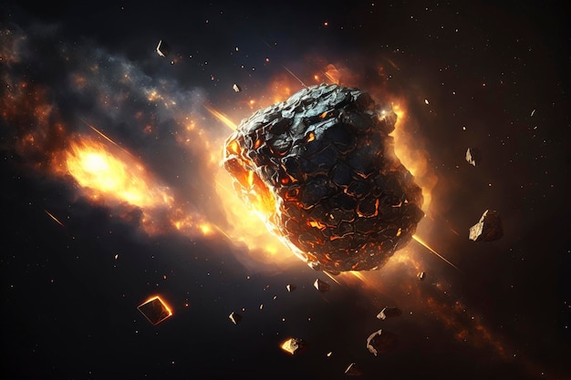 Meteoritos na imagem gerada pela tecnologia spaceAI