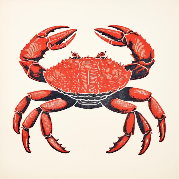 Meticulosamente detalhado Red Crab Vintage Neopop Iconografia